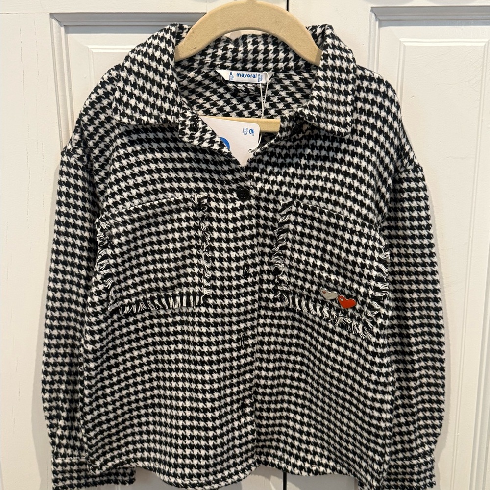 Mayoral Black and White Houndstooth Kids Jacket